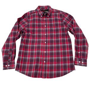 Old Navy Vintage Style Flannel Shirt Size Large Red & Gray Plaid Button-Down